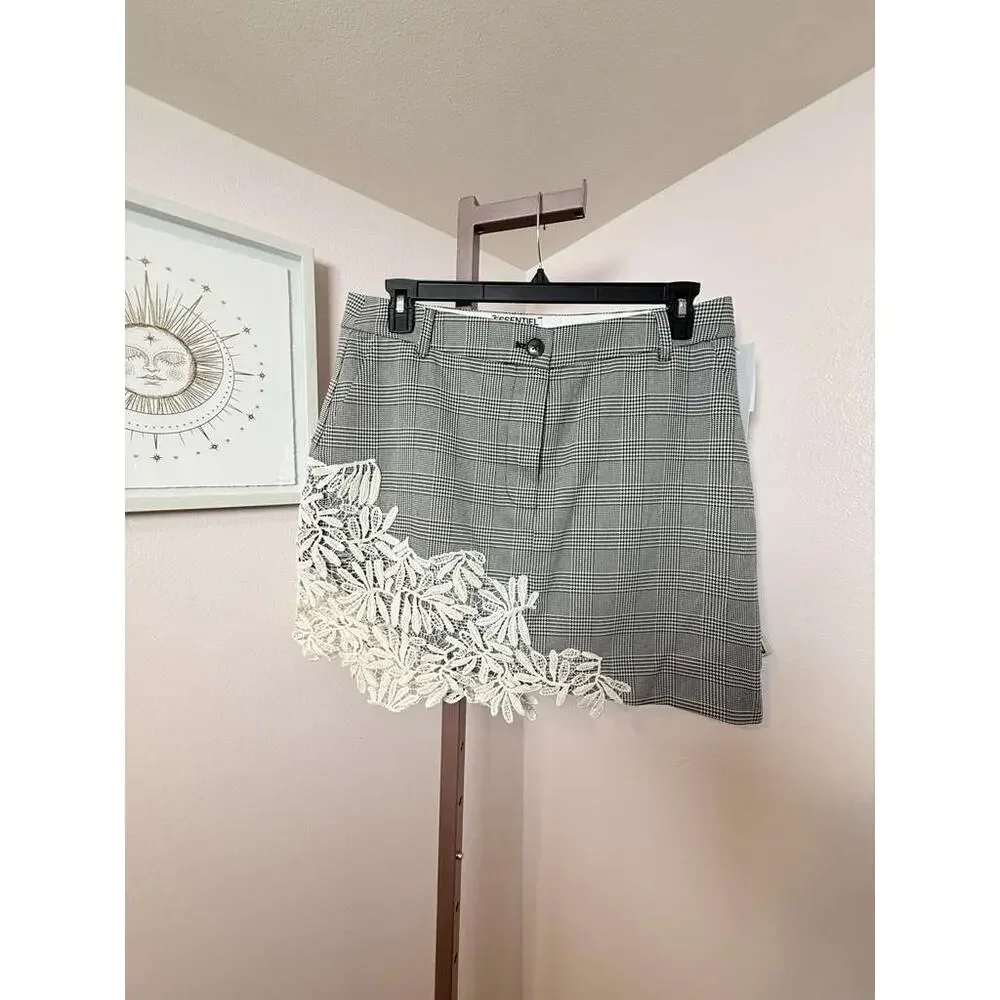 NWT Essential Antwerp Interior Crochet Mini Skirt Gray Size 44